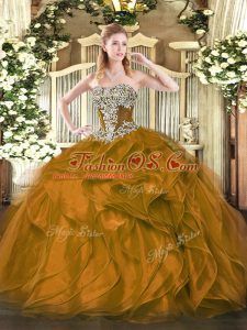 Sleeveless Lace Up Floor Length Beading and Ruffles Quince Ball Gowns