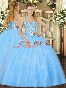 Fabulous Baby Blue Sleeveless Organza Lace Up Sweet 16 Quinceanera Dress for Sweet 16 and Quinceanera