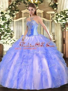 Lovely Sleeveless Beading and Ruffles Lace Up 15 Quinceanera Dress