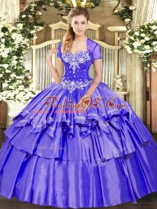 Sleeveless Lace Up Floor Length Beading and Ruffled Layers Quinceanera Dress