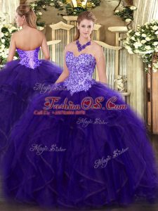 New Style Sweetheart Sleeveless Lace Up Vestidos de Quinceanera Purple Organza