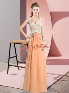 Suitable V-neck Sleeveless Chiffon Prom Party Dress Lace Zipper