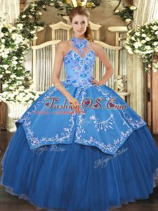 Free and Easy Beading and Embroidery Vestidos de Quinceanera Teal Lace Up Sleeveless Floor Length