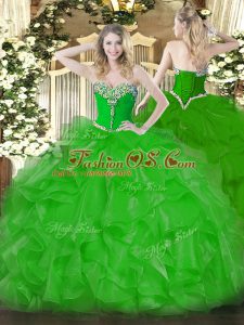 Latest Organza Sleeveless Floor Length Ball Gown Prom Dress and Beading and Ruffles