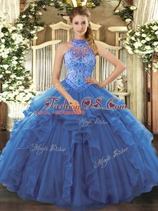 Cheap Organza Sleeveless Floor Length Quinceanera Gown and Beading and Embroidery and Ruffles