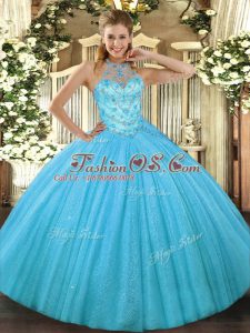 Decent Tulle Sleeveless Floor Length Quinceanera Dresses and Beading and Embroidery