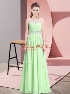 Custom Designed Apple Green Scoop Neckline Beading Evening Dress Sleeveless Zipper
