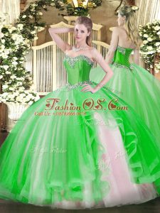 Floor Length Ball Gowns Sleeveless Green Sweet 16 Quinceanera Dress Lace Up
