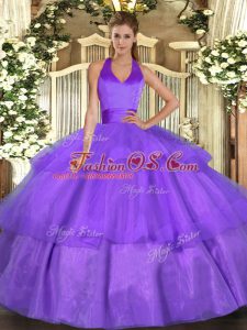 Superior Sleeveless Lace Up Floor Length Ruffled Layers Sweet 16 Quinceanera Dress