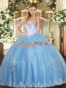 Dramatic Sleeveless Lace Up Floor Length Beading and Appliques Quinceanera Gown