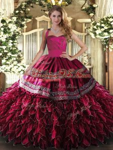 Luxurious Sleeveless Embroidery and Ruffles Lace Up Sweet 16 Dresses