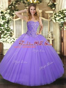 Lavender Sweetheart Lace Up Beading 15 Quinceanera Dress Sleeveless