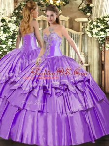 Sleeveless Lace Up Floor Length Beading and Ruffled Layers Sweet 16 Dress