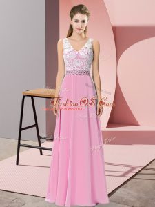 Sleeveless Beading Backless Prom Gown