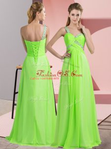 Traditional One Shoulder Lace Up Beading Party Dress for Toddlers Sleeveless