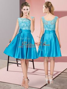 New Style Sleeveless Zipper Knee Length Lace and Hand Made Flower