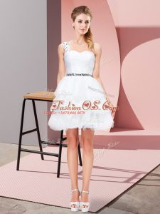 Organza Sleeveless Mini Length Dress for Prom and Beading and Ruffled Layers