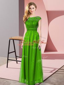 Artistic Floor Length Zipper Prom Gown Green for Prom and Party with Lace