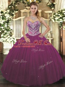 Burgundy Sleeveless Beading Floor Length Quinceanera Gowns