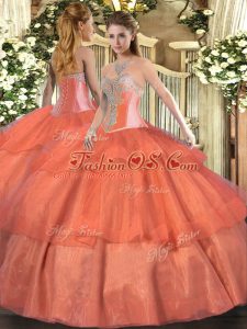 Tulle Sleeveless Floor Length 15th Birthday Dress and Beading and Ruffled Layers