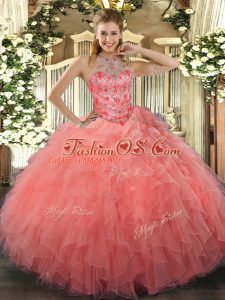 Sumptuous Sleeveless Lace Up Floor Length Beading and Embroidery Sweet 16 Quinceanera Dress