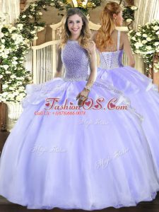 Decent Organza Sleeveless Floor Length 15 Quinceanera Dress and Beading