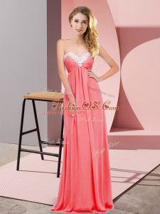 Watermelon Red Sweetheart Neckline Ruching Sleeveless Lace Up