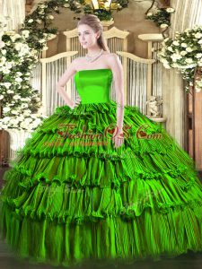 Comfortable Floor Length Zipper Sweet 16 Dress for Military Ball and Sweet 16 and Quinceanera with Ruffled Layers