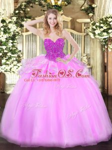 Sweetheart Sleeveless Lace Up 15th Birthday Dress Baby Pink Organza