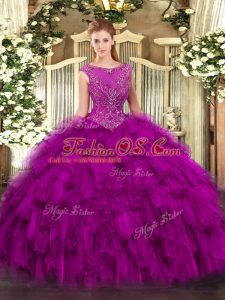 Sleeveless Beading and Ruffles Zipper Sweet 16 Dress