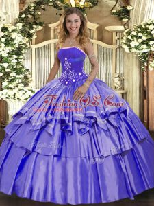 Sophisticated Sleeveless Lace Up Floor Length Beading and Ruffled Layers Ball Gown Prom Dress