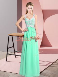 Floor Length Empire Sleeveless Apple Green Prom Evening Gown Zipper