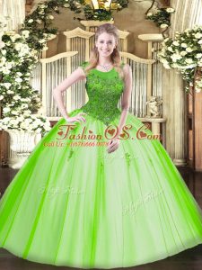 Charming Sleeveless Tulle Zipper 15 Quinceanera Dress for Military Ball and Sweet 16 and Quinceanera