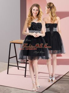 Fabulous Black Casual Dresses Prom and Party with Beading Sweetheart Sleeveless Lace Up