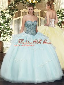 Cheap Floor Length Apple Green Quinceanera Dresses Sweetheart Sleeveless Lace Up