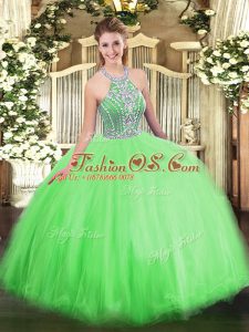 Traditional Floor Length Lace Up Quince Ball Gowns for Military Ball and Sweet 16 and Quinceanera with Beading