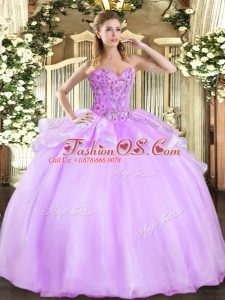 Affordable Organza Sleeveless Floor Length 15th Birthday Dress and Embroidery