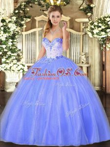 Edgy Sweetheart Sleeveless Lace Up Ball Gown Prom Dress Blue Tulle