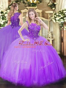 Lilac Sleeveless Beading Floor Length Quinceanera Dress