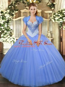 Sleeveless Lace Up Floor Length Beading Quinceanera Dress