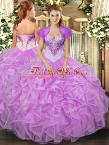 Exceptional Ball Gowns Vestidos de Quinceanera Lilac Sweetheart Organza Sleeveless Floor Length Lace Up
