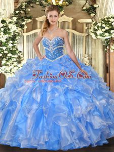 Floor Length Ball Gowns Sleeveless Baby Blue Vestidos de Quinceanera Lace Up