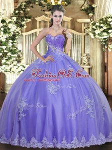Best Floor Length Lavender Quinceanera Gowns Sweetheart Sleeveless Lace Up