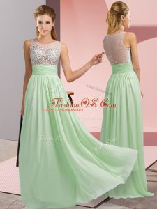 Sleeveless Side Zipper Floor Length Beading Homecoming Dress
