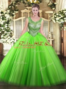Customized Floor Length Lace Up 15th Birthday Dress for Sweet 16 and Quinceanera with Beading
