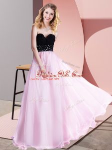 Latest Beading Party Dresses Lilac Lace Up Sleeveless Floor Length