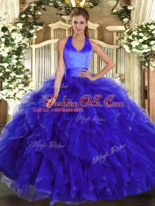 Sweet Floor Length Ball Gowns Sleeveless Royal Blue Quinceanera Gowns Lace Up