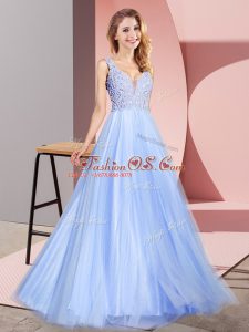 Super Sleeveless Zipper Floor Length Lace Prom Evening Gown