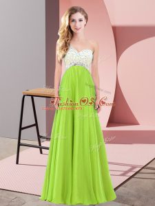 Fine One Shoulder Neckline Beading Prom Party Dress Sleeveless Lace Up