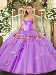 Sweetheart Sleeveless Lace Up Quinceanera Dress Lavender Tulle